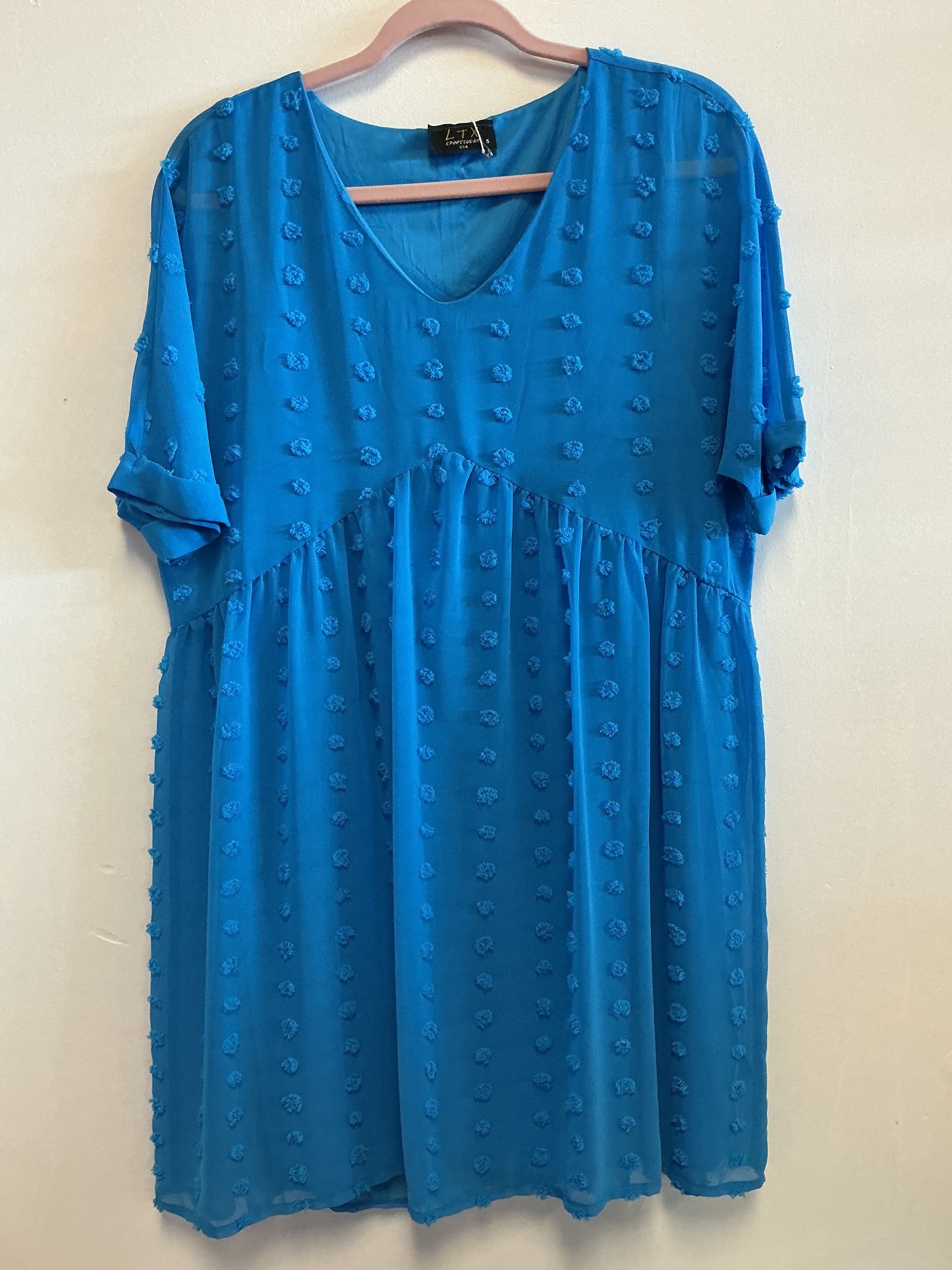 Blue Swiss Dot Babydoll Dress