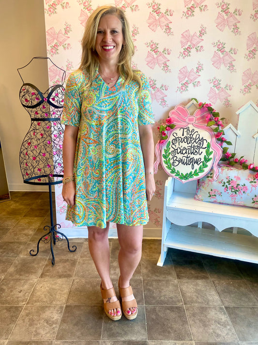 Green Paisley Swirl Dress