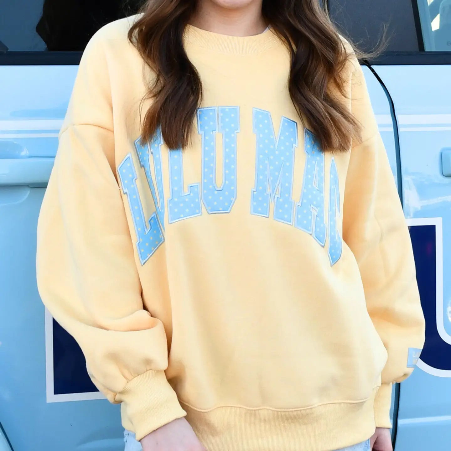 Butter and Light Blue Polka Dot Sweatshirt