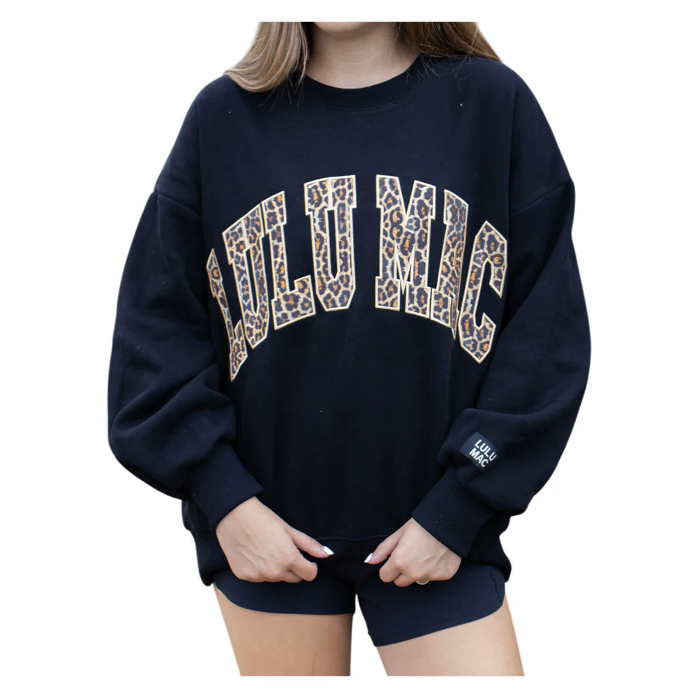 Lulu Mac Sweatshirt- Black and Leopard