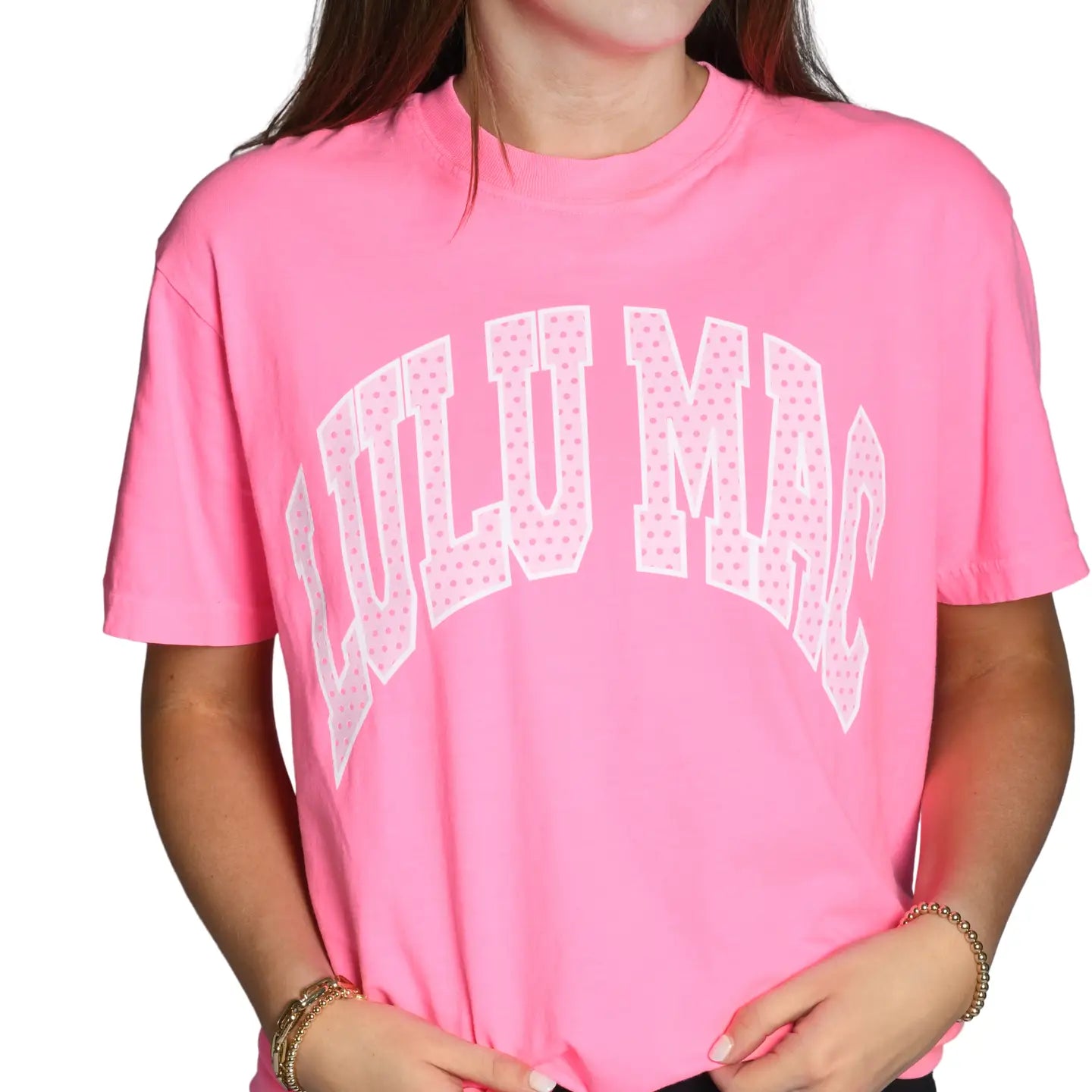 Polka Dot Adult Neon Pink Comfort Colors Tee