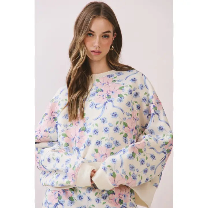 Pink and Blue Bows Matching Skirt Set