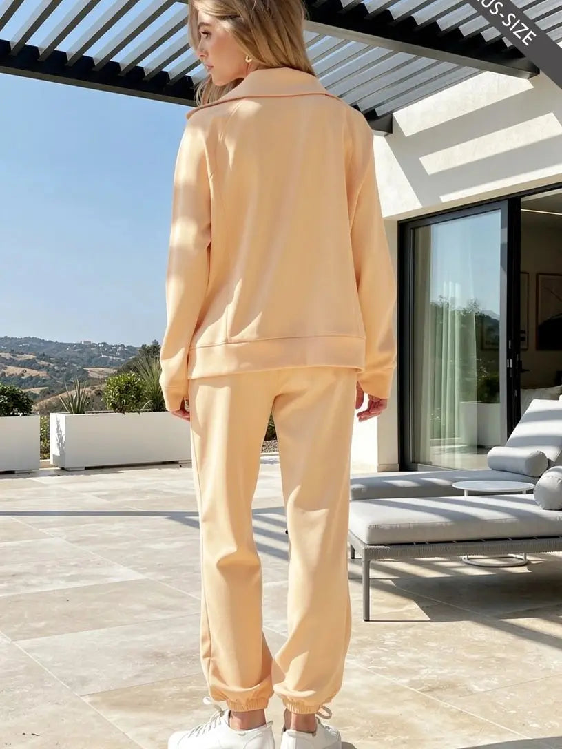 Plus Size Quarter Zip Pullover + Jogger Modal Travel Set