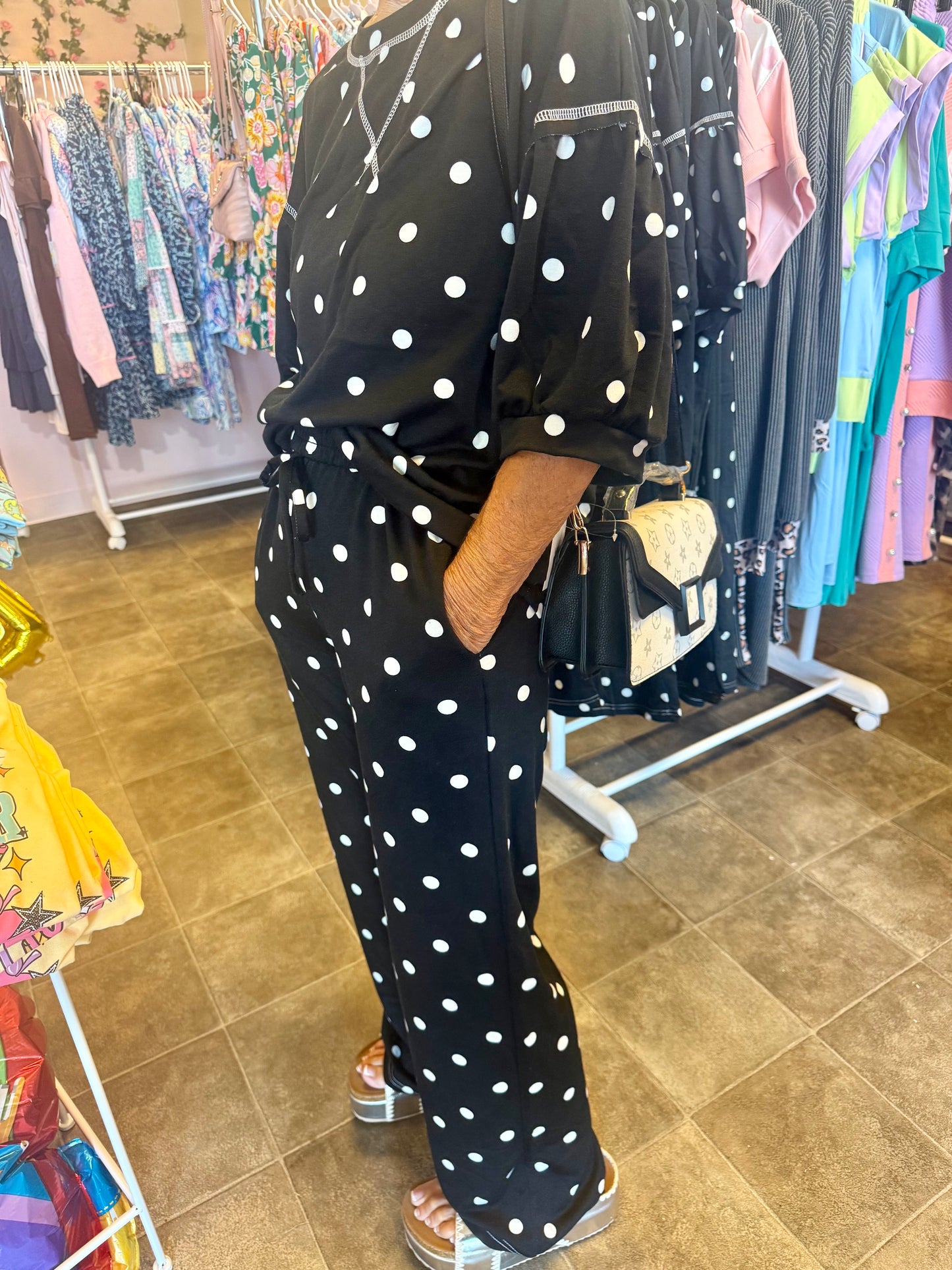 Black and White Polka Dot Matching Set