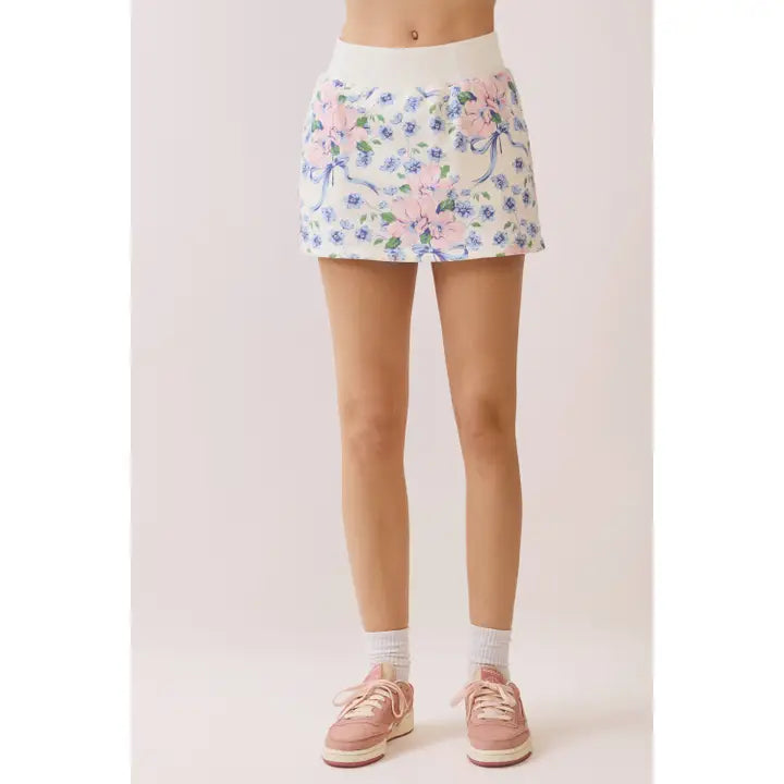 Pink and Blue Bows Matching Skirt Set