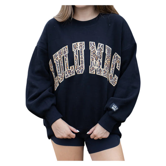 Lulu Mac Sweatshirt- Black and Leopard
