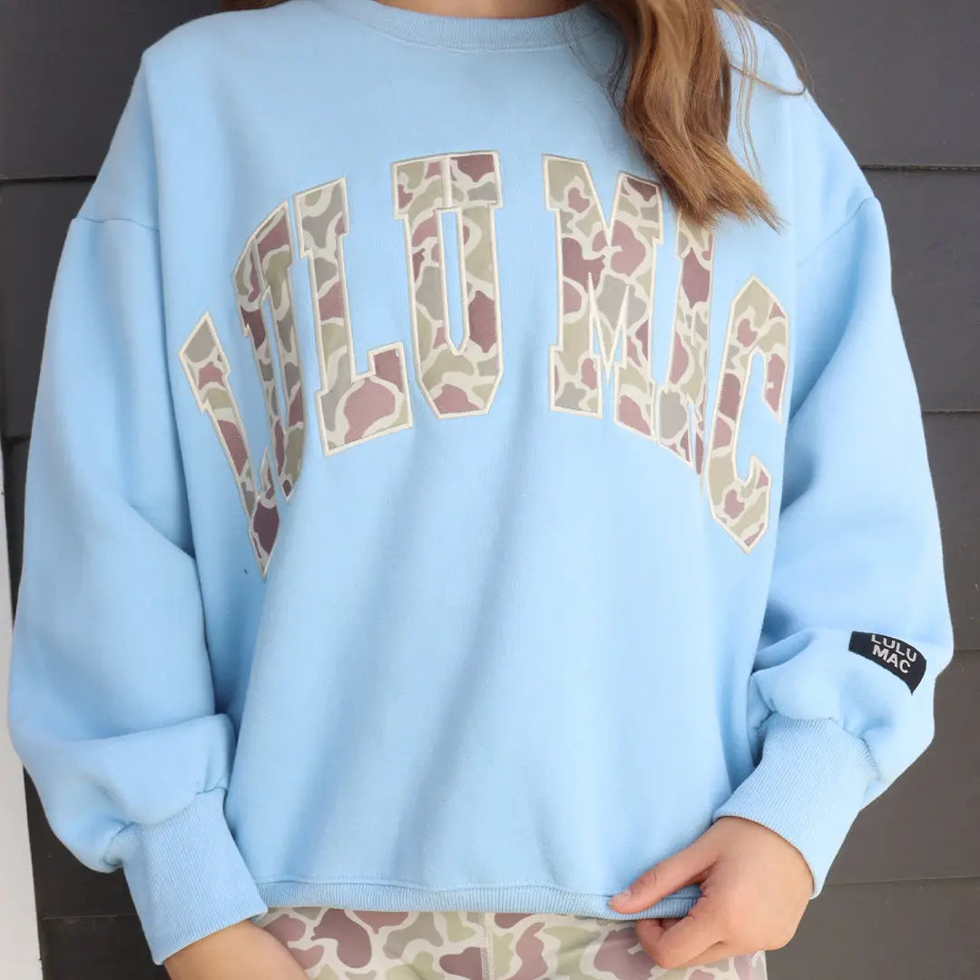 Lulu Mac Sweatshirt - Light Blue with Camo